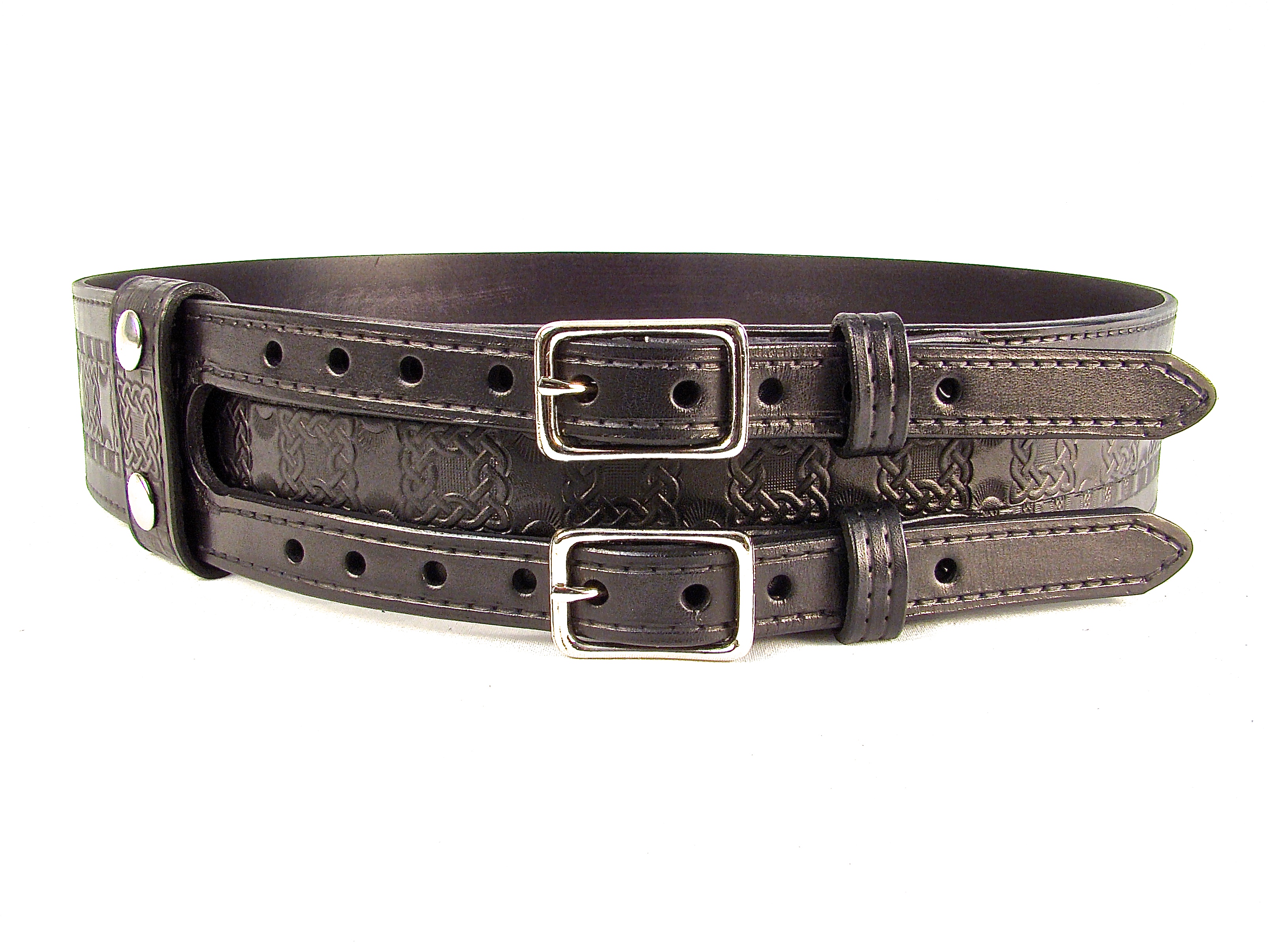 Mens Real Leather kilt Belt Celtic Embossed Kilt Belt Antique Buckle