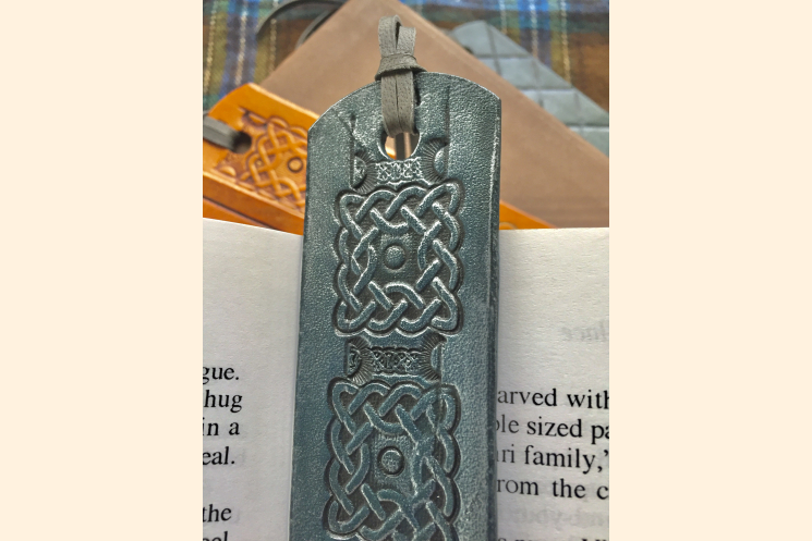 Celtic Bookmark, Blue Leather