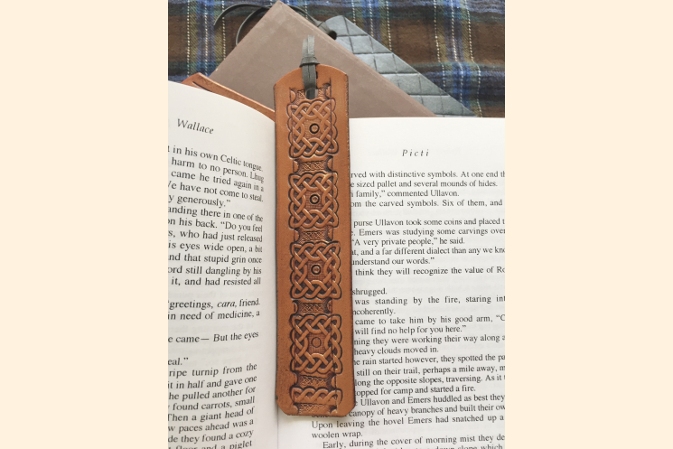 Leather Bookmark, Celtic, Yellow Leather