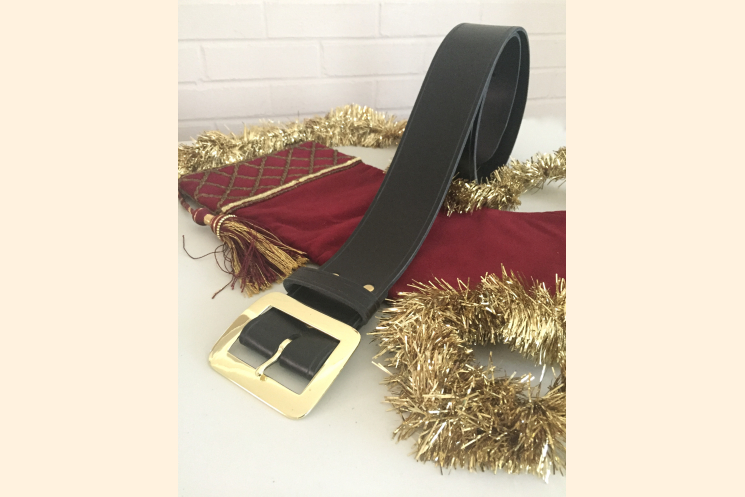 Santa Belt Pirate Belt Kilt Belt Black Leather Belt with Brass Buckle