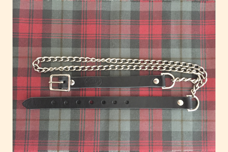 Leather Sporran Belt with Nickel Chain