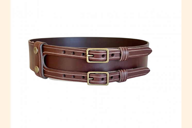 Kilt Belt, Double Buckle Belt, Chocolate Brown, Wide Leather Belt with  Brass, Nickel or Black Hardware