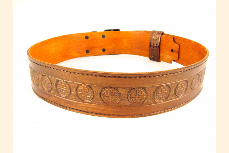 Kilt Belt Double Buckle Copper with Circle Celtic Knot Back View