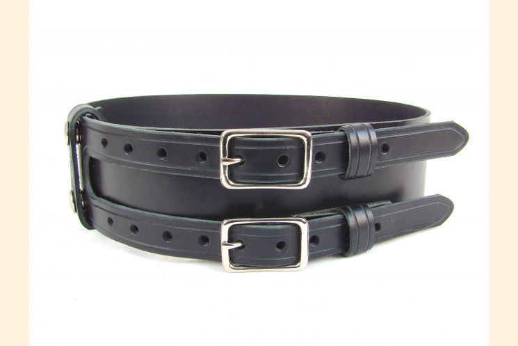 Kilt Belt Double Buckle Standard Black