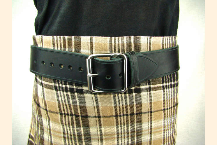 Belt Black Leather Belt Wide Belt Kilt Belt Double Bar Buckle
