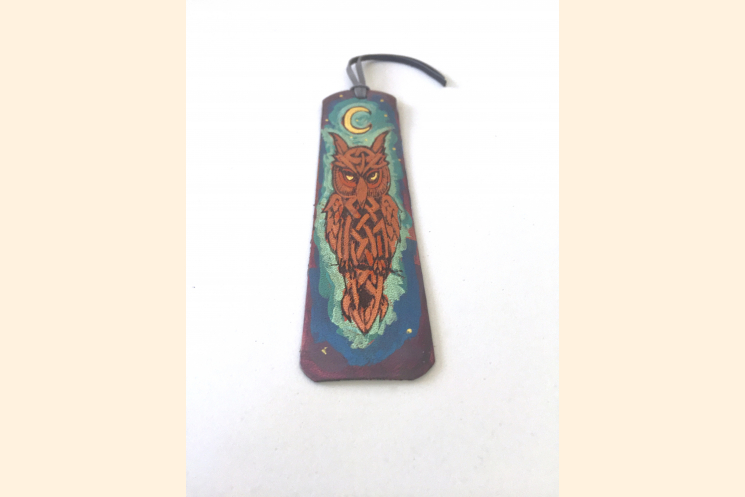 Blue Celtic Owl Bookmark with Tassel