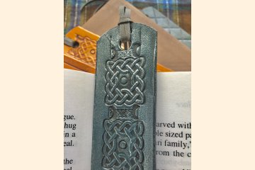 Leather Bookmark, Celtic, Blue Leather