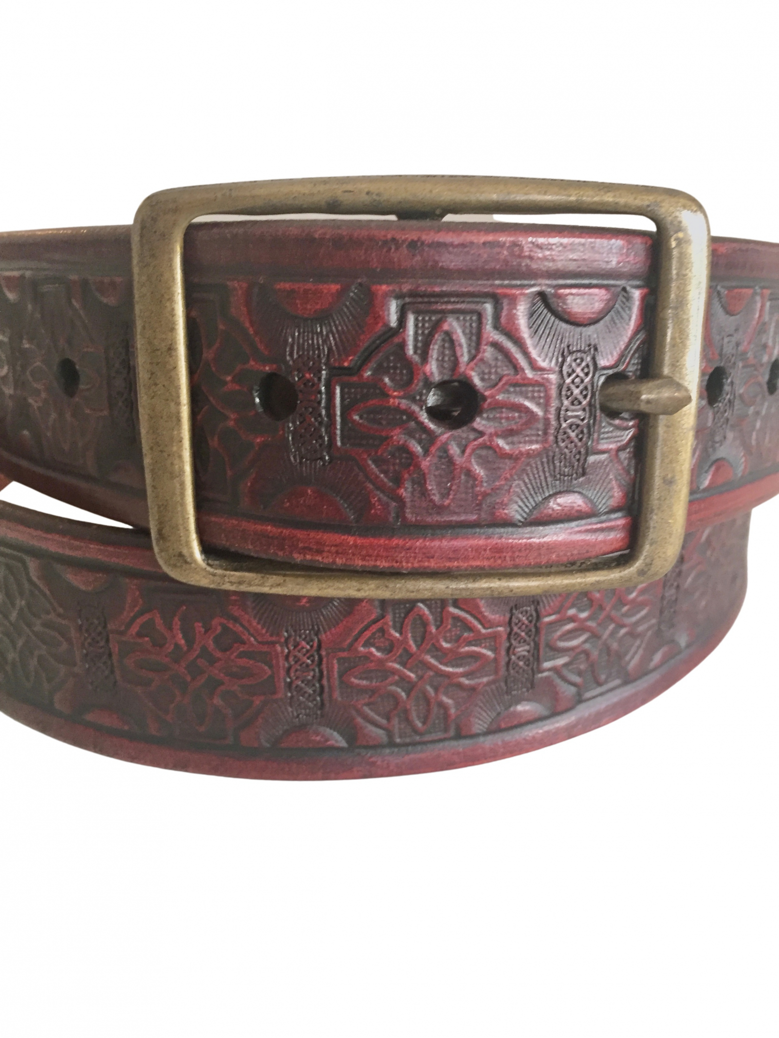 Men's Celtic Hand Tooled Leather Belt