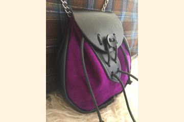 Sporran, Rob Roy, Purple Kilt Bag, Leather Belt Pouch, For Scottish Kilts and Renaissance Costumes,