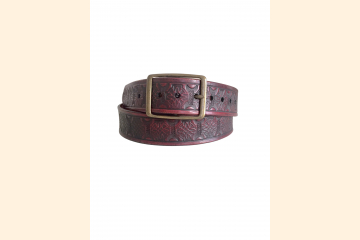 Red Belt, Celtic, Hand Tooled Leather Belt, Mens Leather Belt for Everyday, 40th Birthday Gift for Man,
