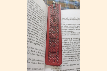 Red Leather Bookmark, Celtic Knot, Ruby Wedding Gift for Book Nerd, 40th Anniversary Gift for Parents,