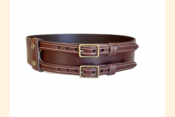 Kilt Belt, Double Buckle Belt, Chocolate Brown, Wide Leather Belt with Brass, Nickel or Black Hardware,
