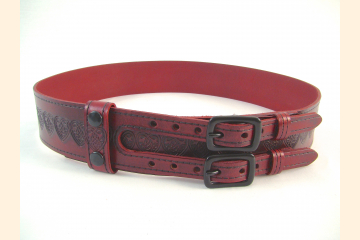 Kilt Belt, Double Buckle Belt, Wide Leather Belt with Heart Celtic Knot, 3rd Anniversary Gift for Kilt Men,