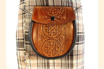 Sporran, Leather Belt Bag for Scottish Kilt, Copper with Celtic Knot, Copper Anniversary, 7th Anniversary Gift for Men, Gift for Husband,