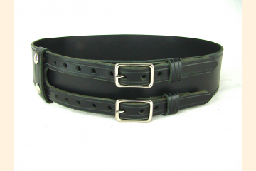 Kilt Belt, Black Double Buckle Belt, Wide Leather Belt for Kilts, for Scottish Celtic Festival Gear and Formal Kilt Events