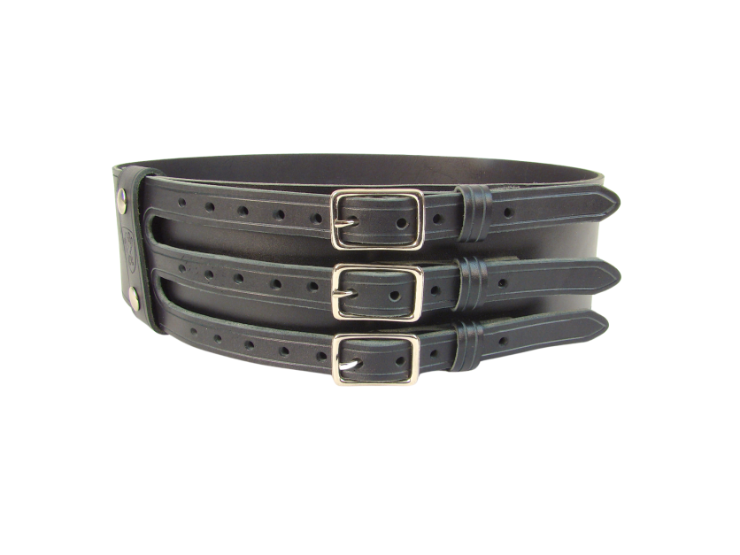 Wide Leather Belt, Triple Buckle, For Kilt and Pirate Costume
