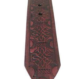 Red Leather Belt, Celtic Knot, Antique Brass Buckle, 1.25 inch wide