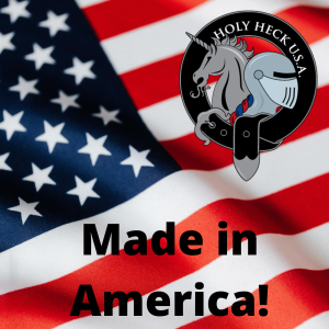 Made in American - American Flag back ground with Holy Heck Logo