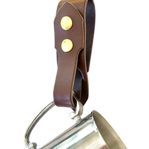 Festival Ready Tankard Strap, Dark Brown Leather and Antique Copper Snaps