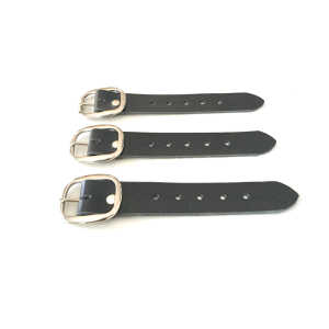 Kilt Buckle Strap Extenders for Tight Kilts, Black Leather, 1 1/4 inch width, 2 and 3 pc sets, Nickel