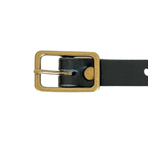 Kilt Buckle Strap Extenders for Tight Kilts, Black Leather, 3/4 inch width, 2 pc set, Antique Brass