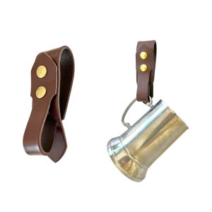 Festival Ready Tankard Strap, Dark Brown Leather and Antique Copper Snaps