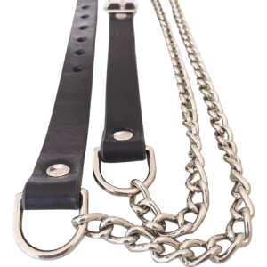 Sporran Belt, Black Leather with Black Chain