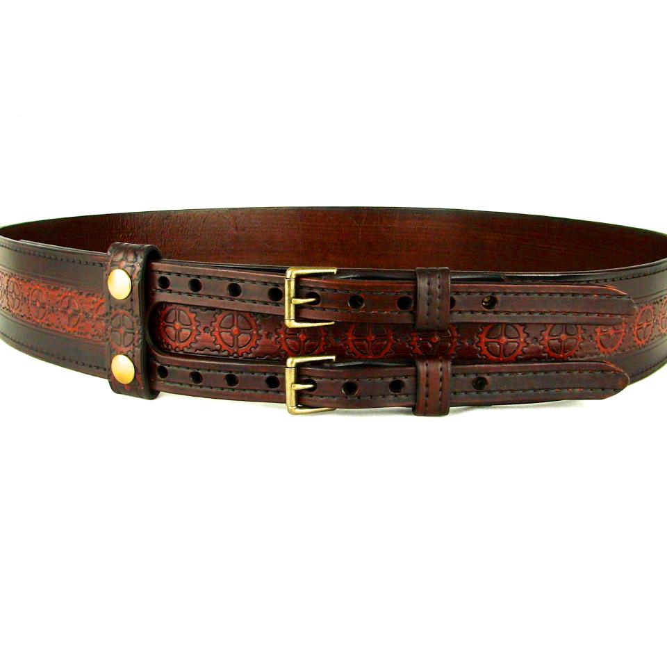 Kilt Belt Double Buckle Belt Wide Leather Belt Steampunk Sprocket Holy Heck U.S.A