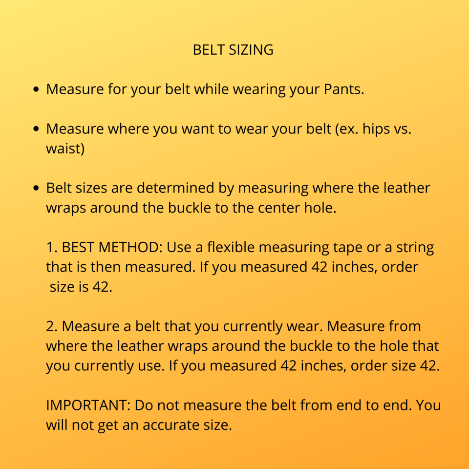 Belt Sizing Information for Regular Belts