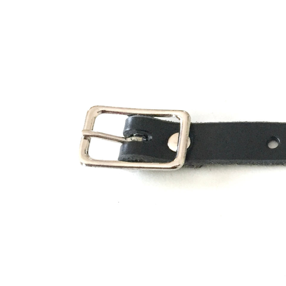Kilt Buckle Strap Extenders for Tight Kilts, Black Leather, 3/4 inch width, 2 pc set, Antique Brass