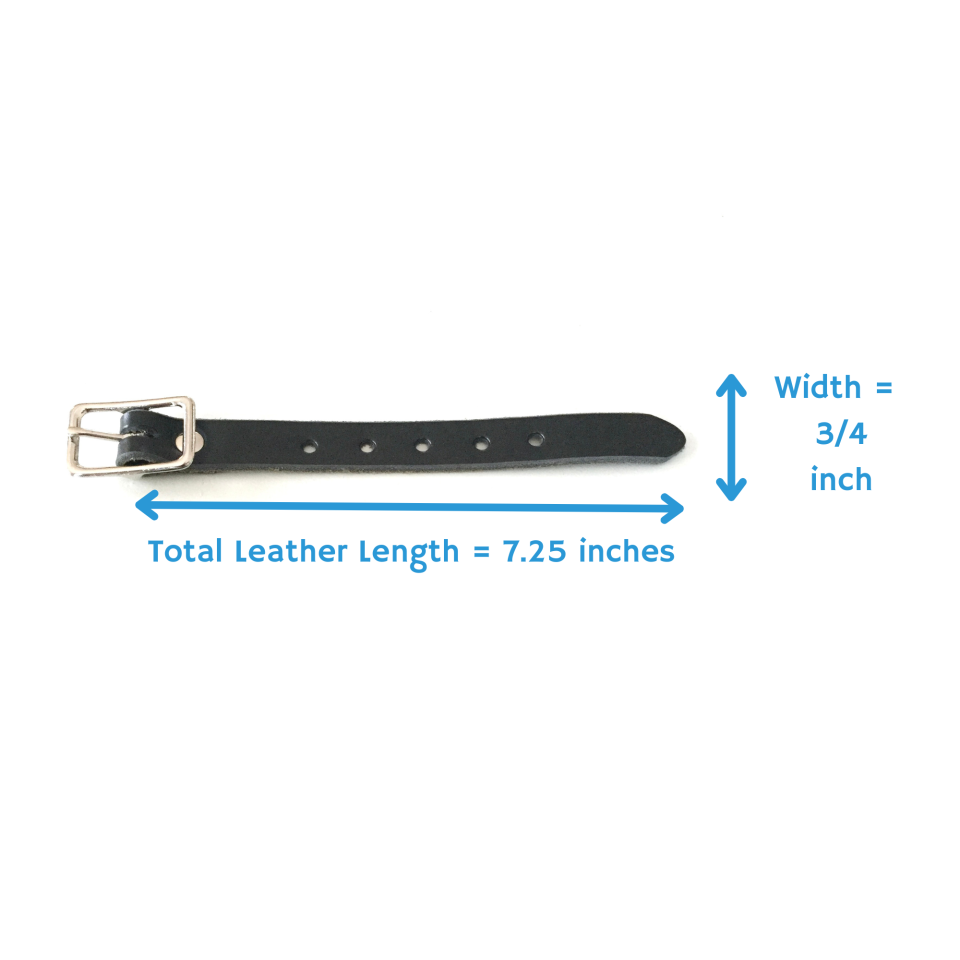 Kilt Buckle Strap Extenders for Tight Kilts, Black Leather, 3/4 inch width, 2 pc set, Antique Brass