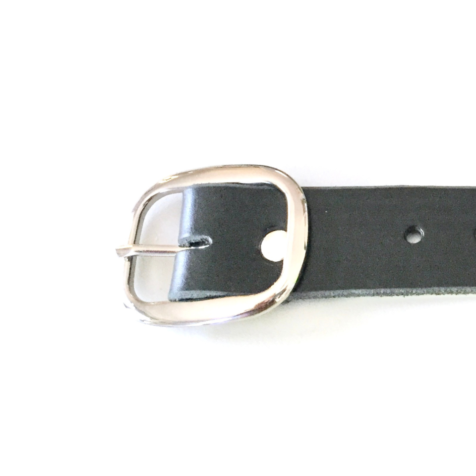Kilt Buckle Strap Extenders for Tight Kilts, Black Leather, 1 1/4 inch width, 2 and 3 pc sets, Nickel