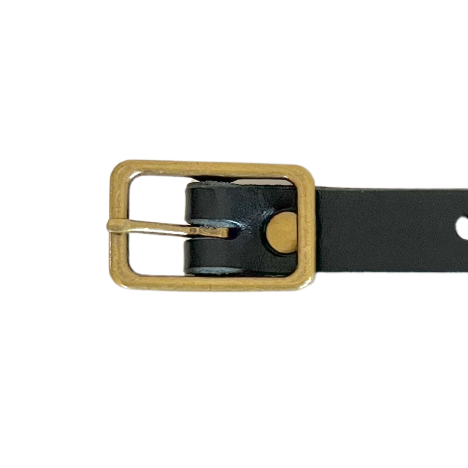 Kilt Buckle Strap Extenders for Tight Kilts, Black Leather, 3/4 inch width, 2 pc set, Antique Brass