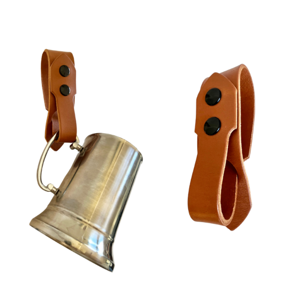 Festival Ready Leather Tankard Strap, Light Brown Leather