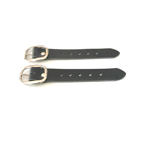 Kilt Buckle Strap Extenders for Tight Kilts, Black Leather, 1 1/4 inch width, 2 and 3 pc sets, Nickel