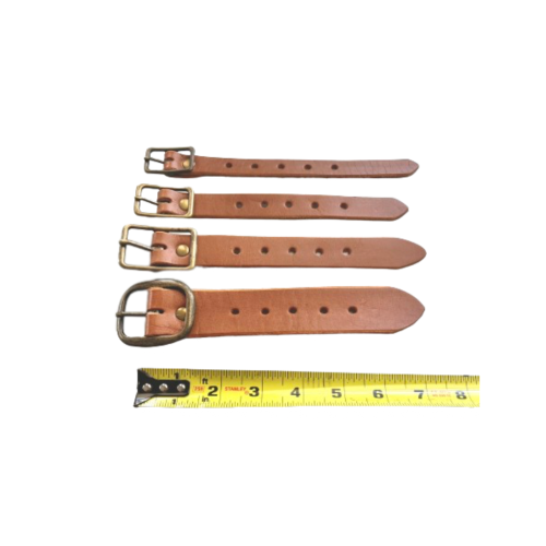 Kilt Buckle Strap Extenders for Tight Kilts, Light Brown Leather, Various Widths, Antique Brass