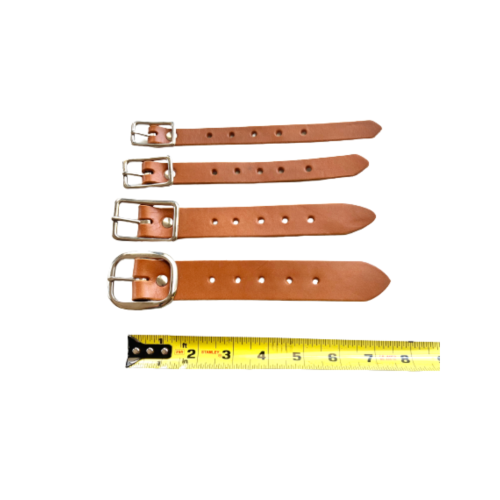 Kilt Buckle Strap Extenders for Tight Kilts, Light Brown Leather, Various Widths, Nickel