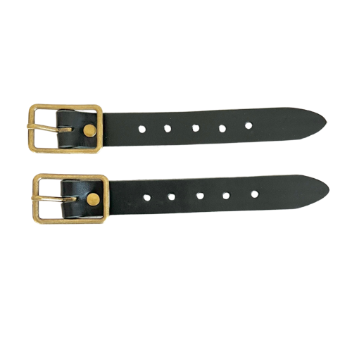 Kilt Buckle Strap Extenders for Tight Kilts, Black Leather, 1 inch width, 2 and 3 pc sets, Antique Brass