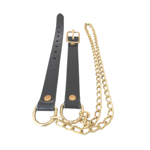 Sporran Belt, Black Leather with Brass Chain