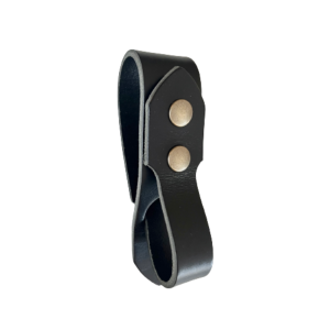 Festival Ready Tankard Strap, Black Leather and Antique Copper Snaps