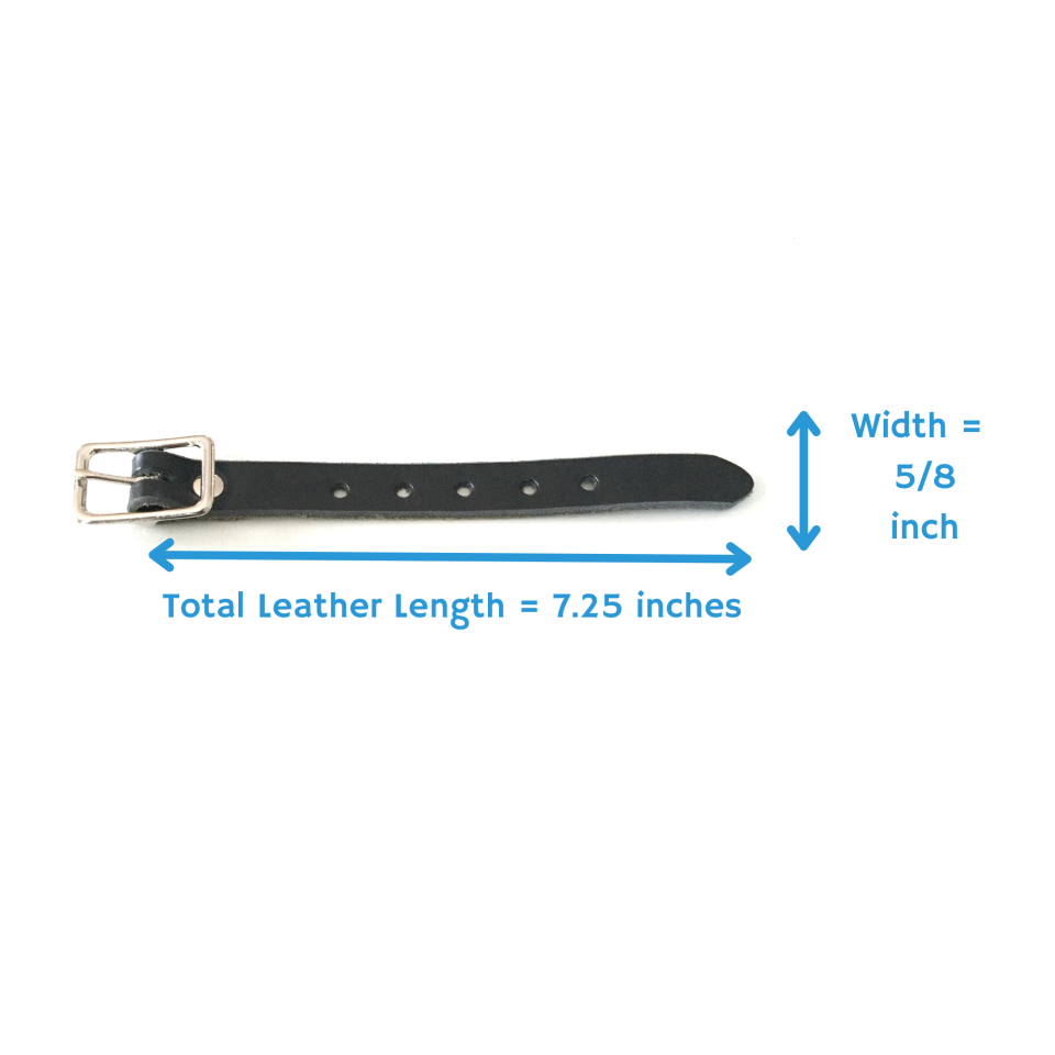 Kilt Buckle Strap Extenders for Tight Kilts, Black Leather, 5/8 inch width, 2pc set, Nickel