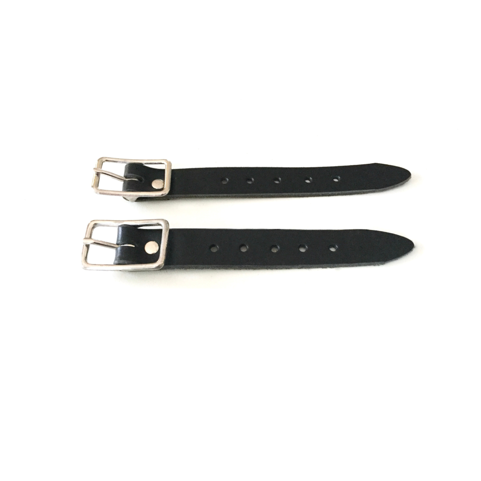 Kilt Buckle Strap Extenders for Tight Kilts, Black Leather, Various Widths, Nickel