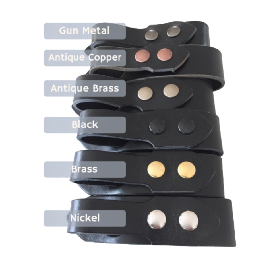Festival Ready Tankard Strap, Black Leather and Antique Copper Snaps