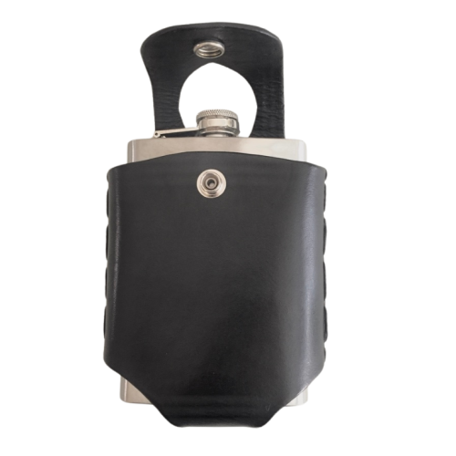 Hip Flask Holder for Kilt Belts, Black Leather, 8 Ounce Flask Optional 